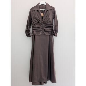 Women's Tadashi Shoji Satin Taffeta Gown Two Piece Size 12 Shimmering Brown